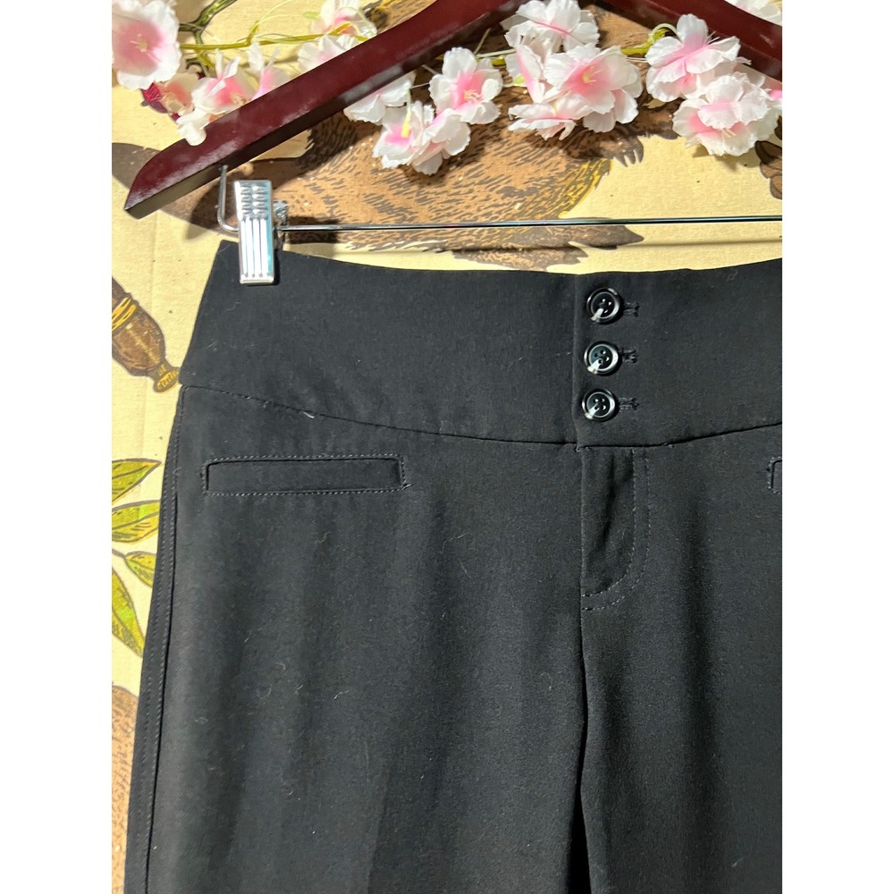 Dress Pants Women Size 1 Black Excellent High Rise Triple Button Stretch Office - Picture 4 of 6